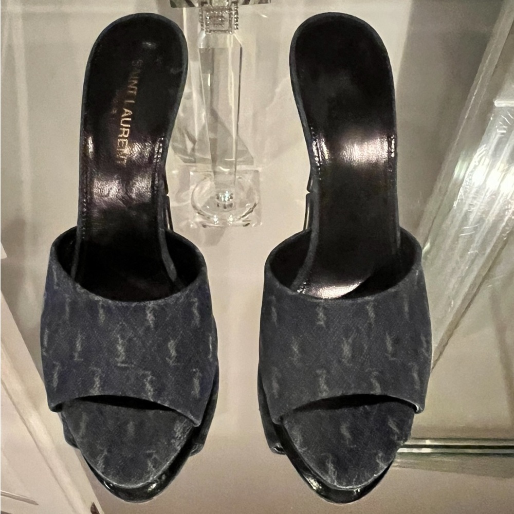 Saint Laurent  Le 16 Mule in Cassandra Denim